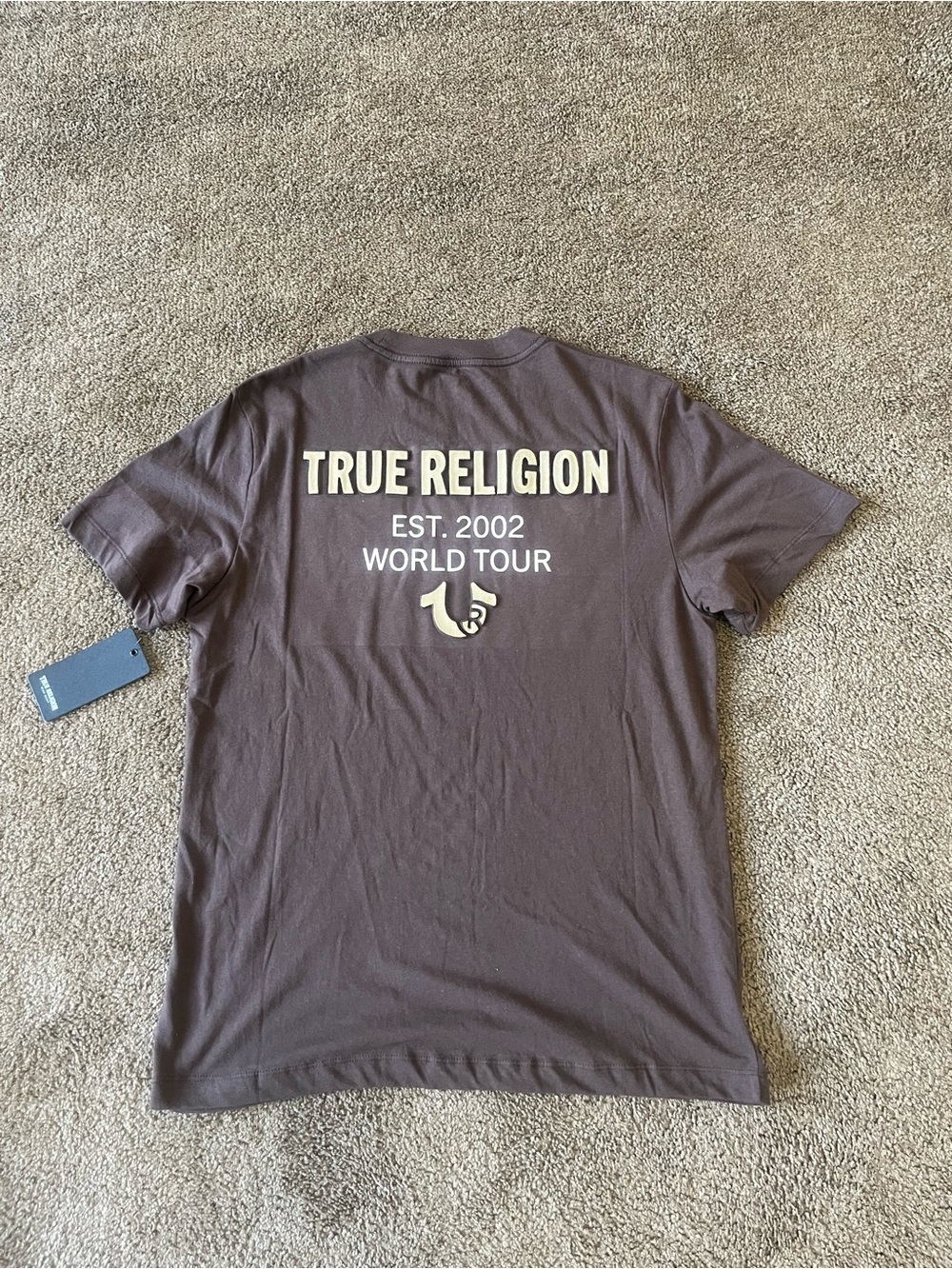 True Religion TR Tourist World Tour Tee Java Brown Size Medium NWT
